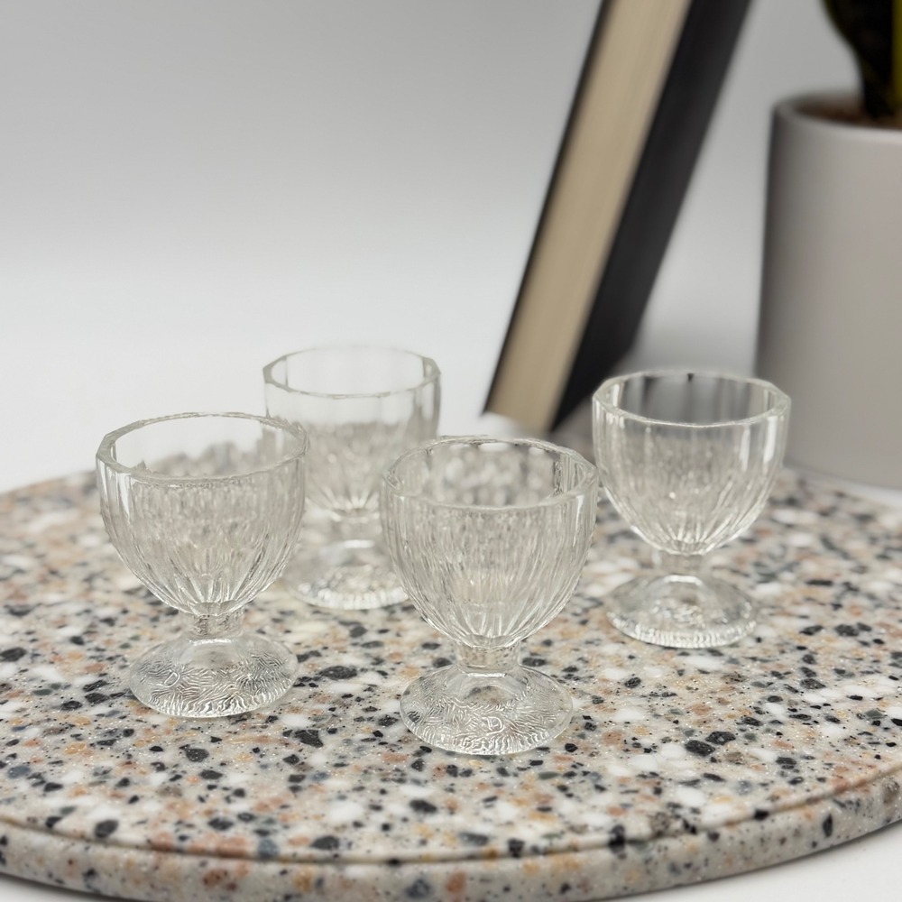 Vintage Dominion Glass Brand Depression Glass Egg Cups Set of 4 Clear